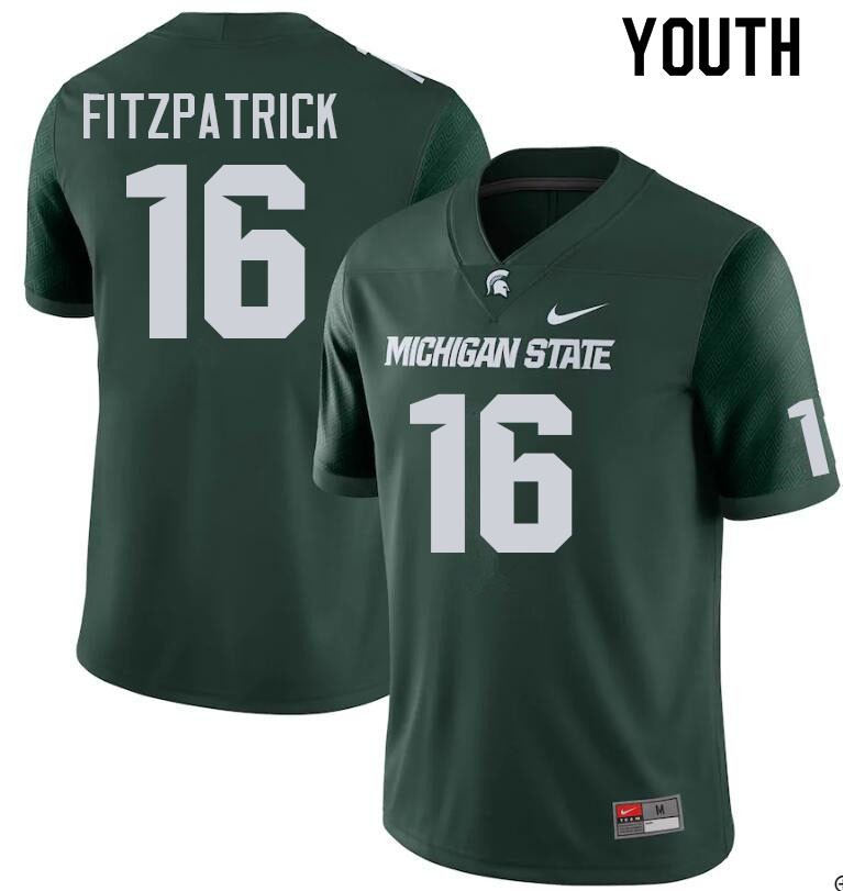 Youth #16 Christian Fitzpatrick Michigan State Spartans College Football Jerseys Sale-Green